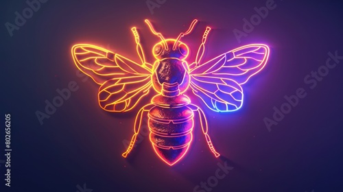 bee insect neon light sign. bee insect