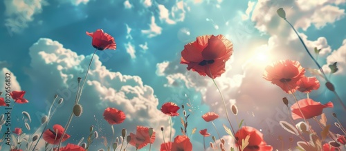 Poppy flower in the sky. photo