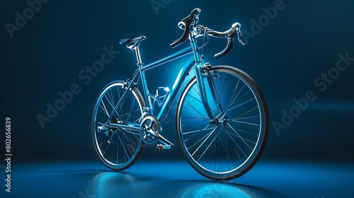 a high-quality studio product shot of a road bike, bright, light accents, medium format camera, photorealism
