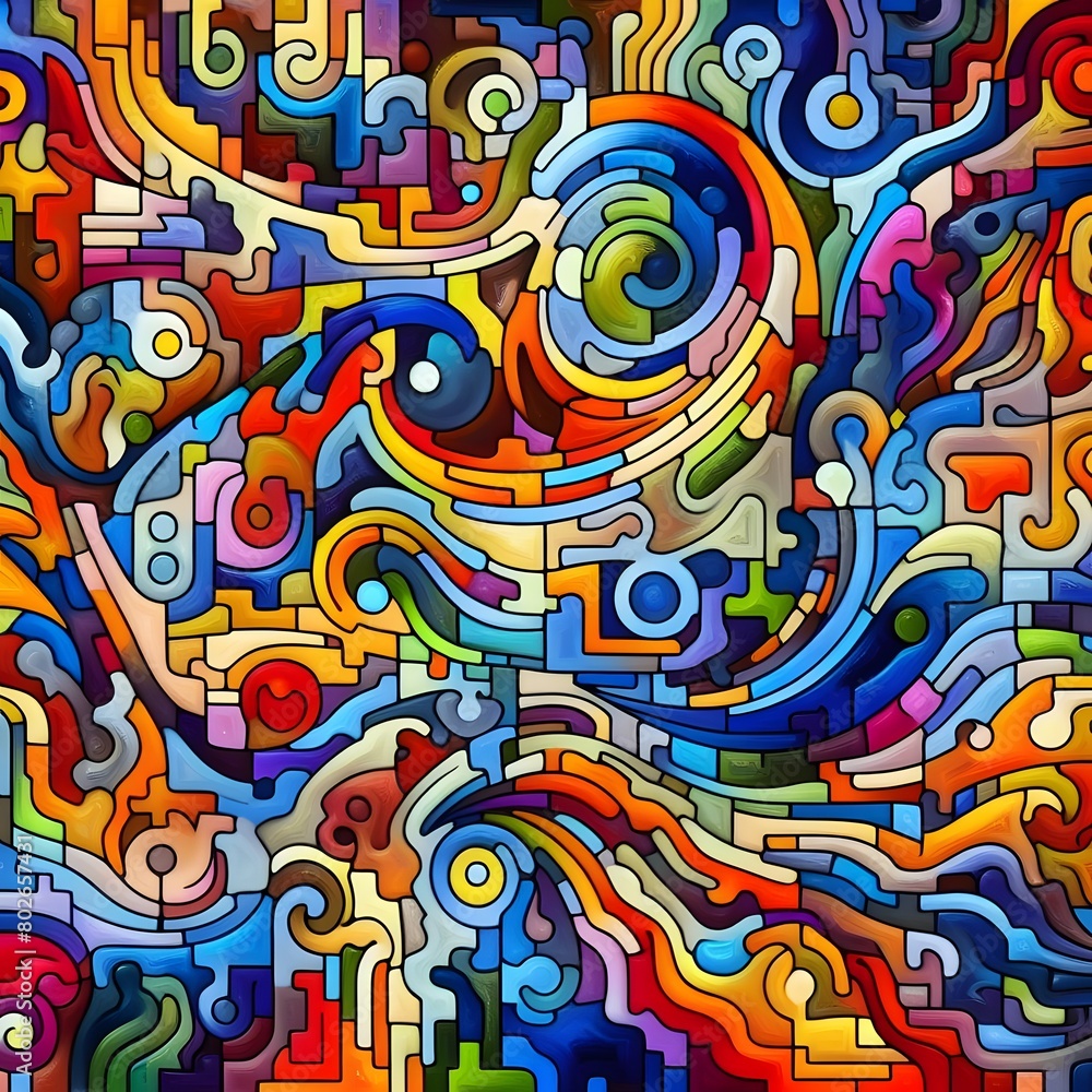 Jubilant Jigsaw abstract colorful shapes fitting together like puzzle background Jubilant Jigsaw abstract colorful shapes fitting together like puzzle background