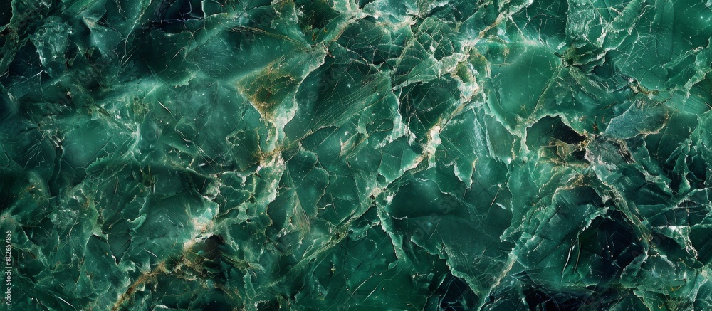 Green marble with intricate patterns displayed in a close-up shot against a dark black background Green marble with intricate patterns displayed in a close-up shot against a dark black background