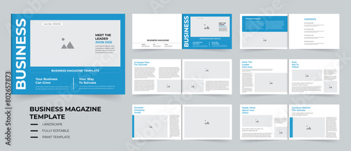 Modern business Magazine layout book template design A4 landscape