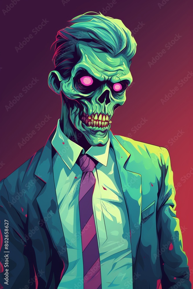 A creative 2D design of a zombie character in a modern style, featuring gradient colors and a clean, isolated backdrop A creative 2D design of a zombie character in a modern style, featuring gradient colors and a clean, isolated backdrop