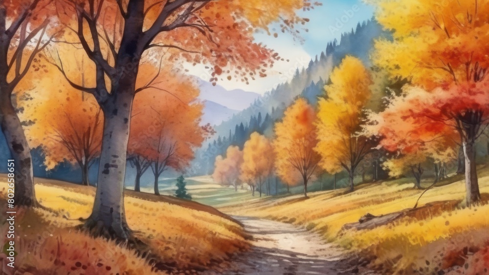 Fototapeta premium autumn landscape with trees