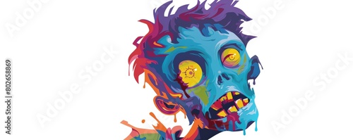 Bright and colorful 2D vector art of a zombie character isolated on white  ideal for childrens book illustrations and educational content