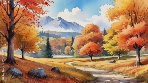 autumn landscape with trees © Iqbaal