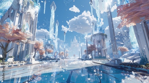 In the floating city of Aetheria the four elements are fused together in an intricate and stunning display of magic. The streets are . . photo
