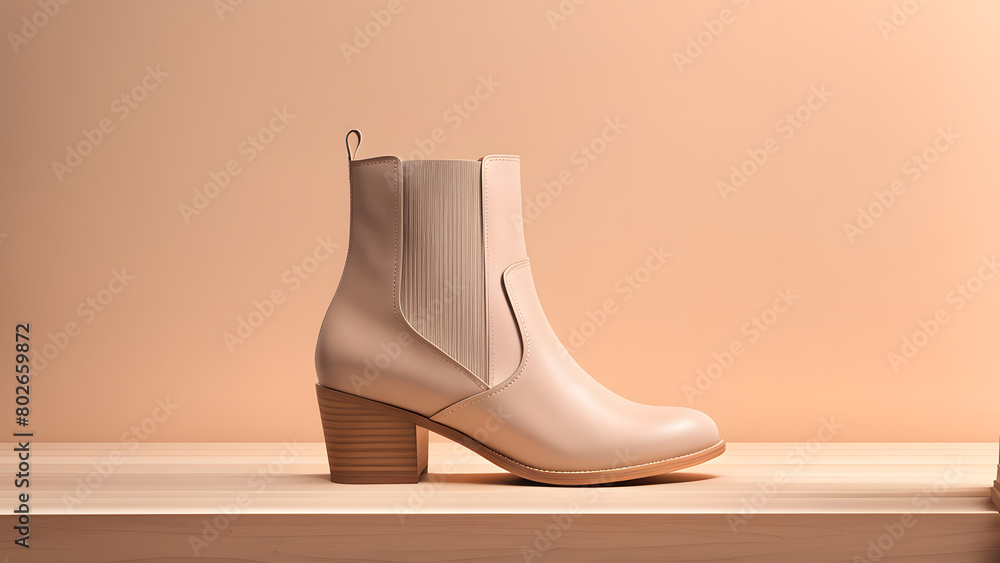 A pair of tan boots with a fringe on the front A pair of tan boots with a fringe on the front