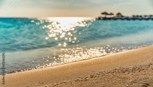 vacation, sandy ocean shore at sunset, water view © fedorovekb