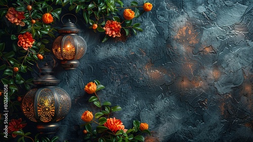 Ramadan month lantern on clean dark background 
