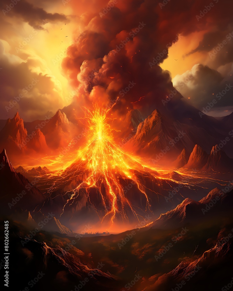 volcano, erupting volcano