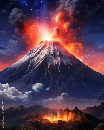 volcano, erupting volcano
