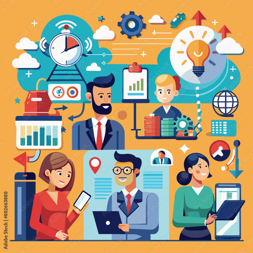 Digital transformation in traditional businesses vector series Digital transformation in traditional businesses vector series