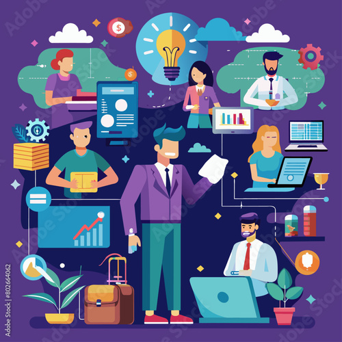 Digital transformation in traditional businesses vector series