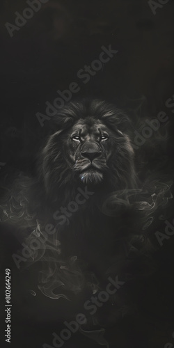 A lion  ideal for dreamscape portraiture with a gigantic scale. Perfect as wallpaper or wall poster background for design.