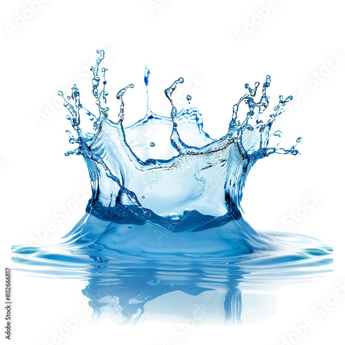 Blue water splash isolate white background.