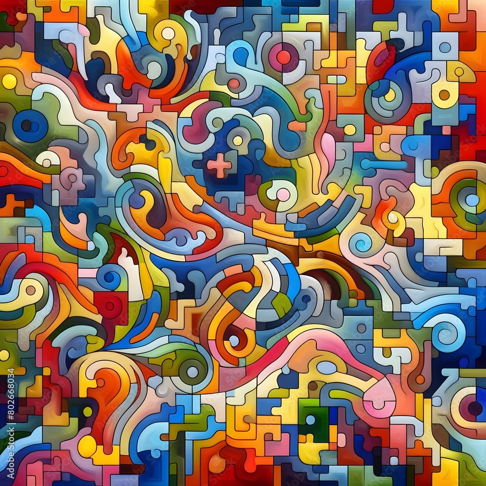 Jubilant Jigsaw abstract colorful shapes fitting together like puzzle background Jubilant Jigsaw abstract colorful shapes fitting together like puzzle background