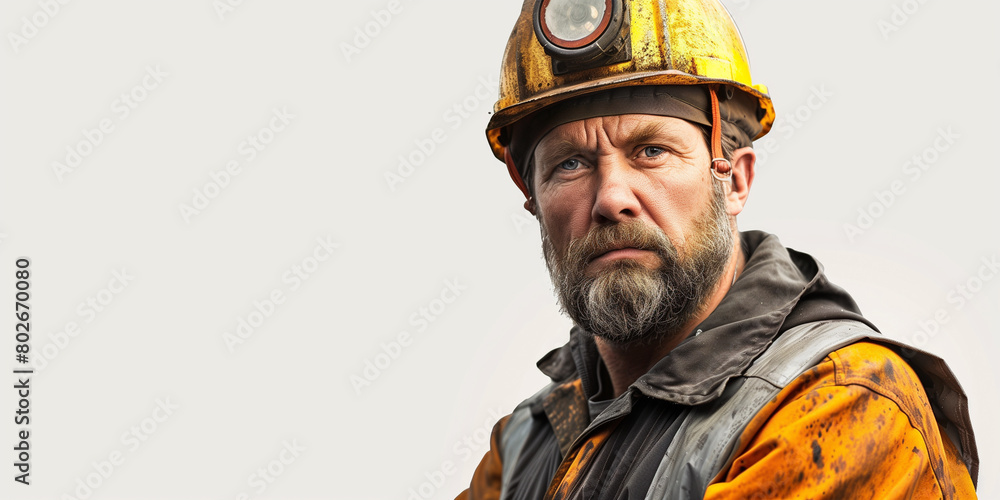 Fototapeta premium Miner on a clean white background