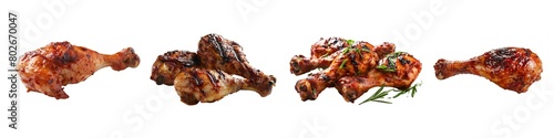 
Set of Roasted grilled turkey chicken drumstick thigh on transparent background cutout, PNG file. Mockup template for artwork design. perspective positions many different angle, side frontal top view photo