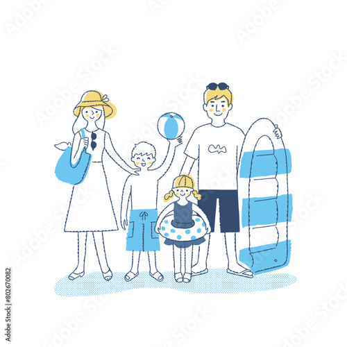 海水浴を楽しむ家族