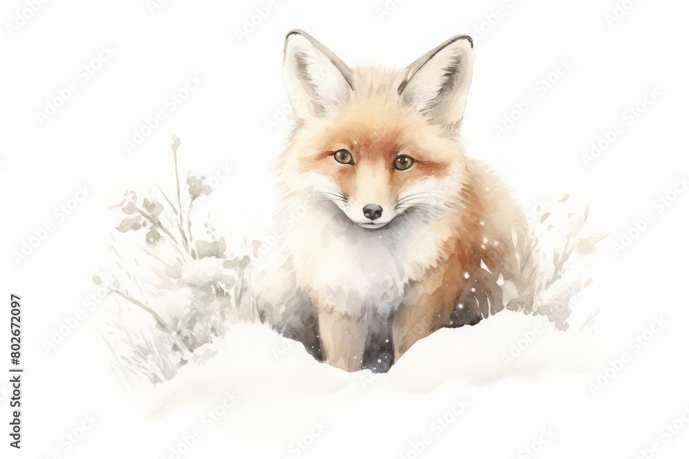 curious fox in a snowy landscape