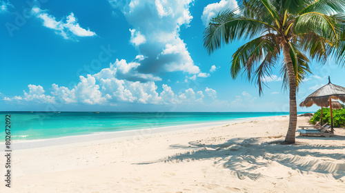 beach with palm trees  generative ai