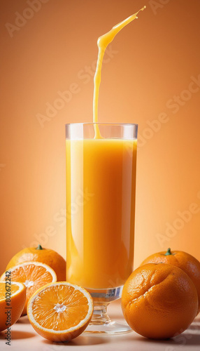 Delicious orange juice stock photo front view