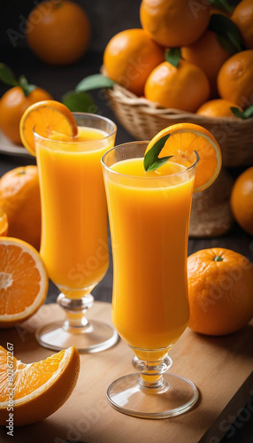 Two glass Delicious orange juice stock photo