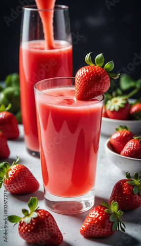 Composition Strawberry juice stock photo