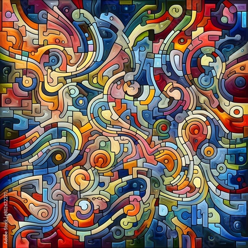 Jubilant Jigsaw abstract colorful shapes fitting together like puzzle background