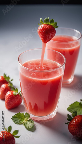 Two glass Strawberry juice stock photo