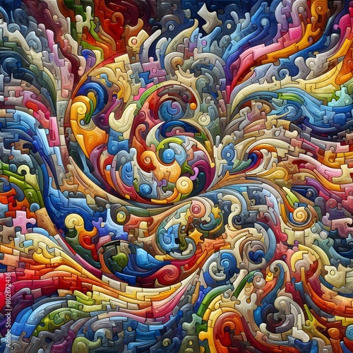 Wallpaper Mural Jubilant Jigsaw abstract colorful shapes fitting together like puzzle background Torontodigital.ca