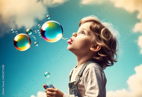 antique analog vintage Child blowing bubbles in th (6)