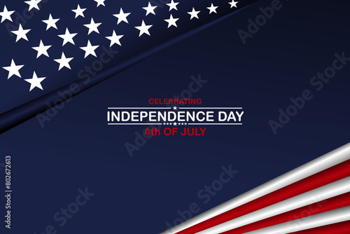US banner template 4th of July independence day, President's Day Background Design, with USA flag, Poster, Greeting Card. Vector Illustration