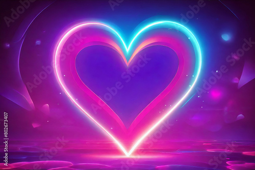 Fluorescent neon color heart background illustration