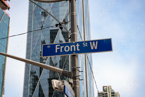 Photography Front Street West sign in downtown Toronto.