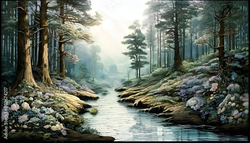 Wundervoller Wald. Hintergrund für Design 9. photo