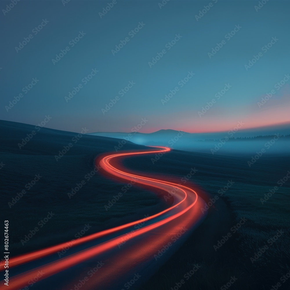 Naklejka premium Minimalist depiction of a road with illuminated paths representing different rating journeys.