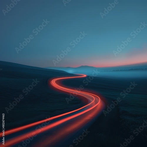 Minimalist depiction of a road with illuminated paths representing different rating journeys.