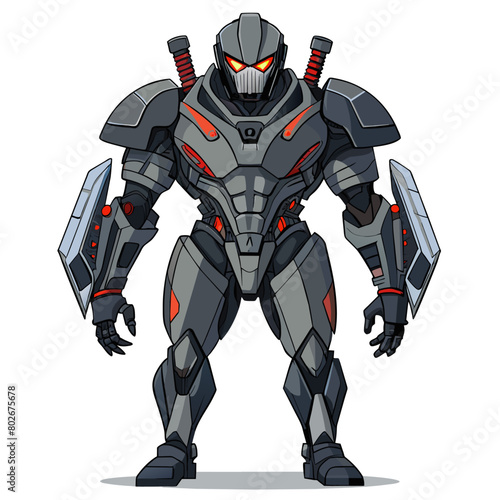 A humanoid robot designed for combat and defense