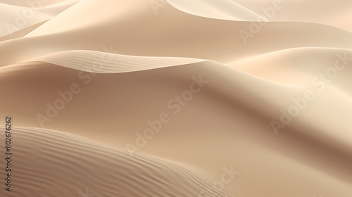 Desert landscape with golden sand dunes with fluffy clouds blue sky.