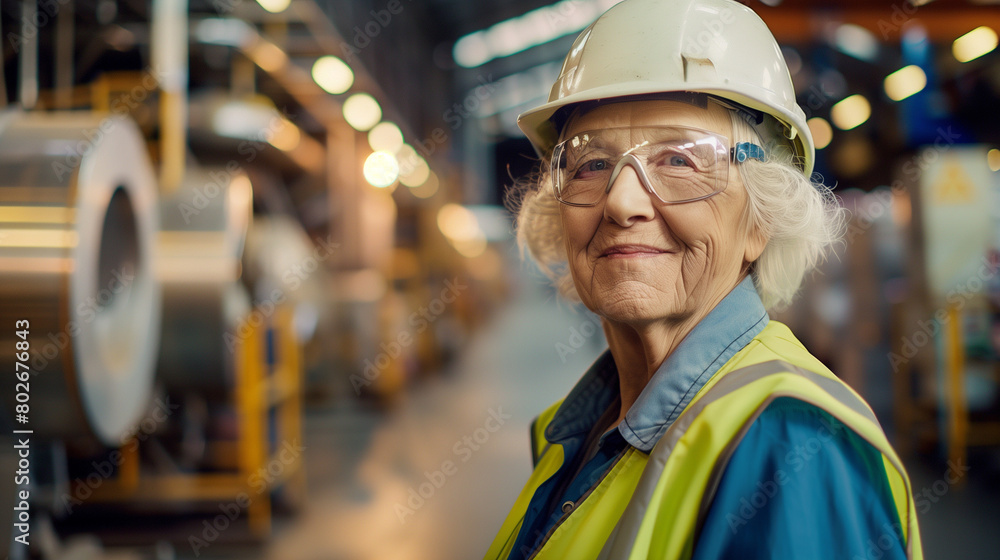 Portrait of a senior female engineer with hard hat in a manufacturing facility
Portrait of a senior female engineer with hard hat in a manufacturing facility