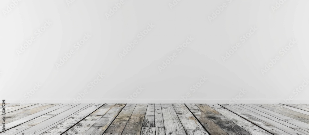 Background with a clear white wall and wooden floor providing ample space for text or ads. Background with a clear white wall and wooden floor providing ample space for text or ads.