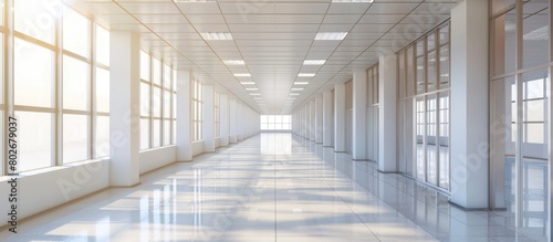 Long corridor in an office that is empty.