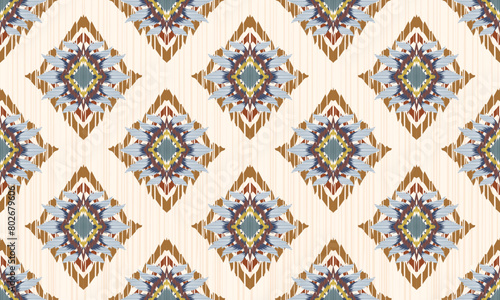Hand draw Ikat chevron paisley embroidery.geometric ethnic oriental seamless pattern traditional. .great for textiles, banners, wallpapers, wrapping vector design.