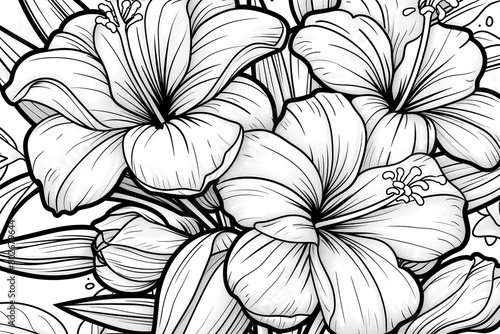 Wallpaper Mural A drawing of three flowers with a black and white color scheme Torontodigital.ca