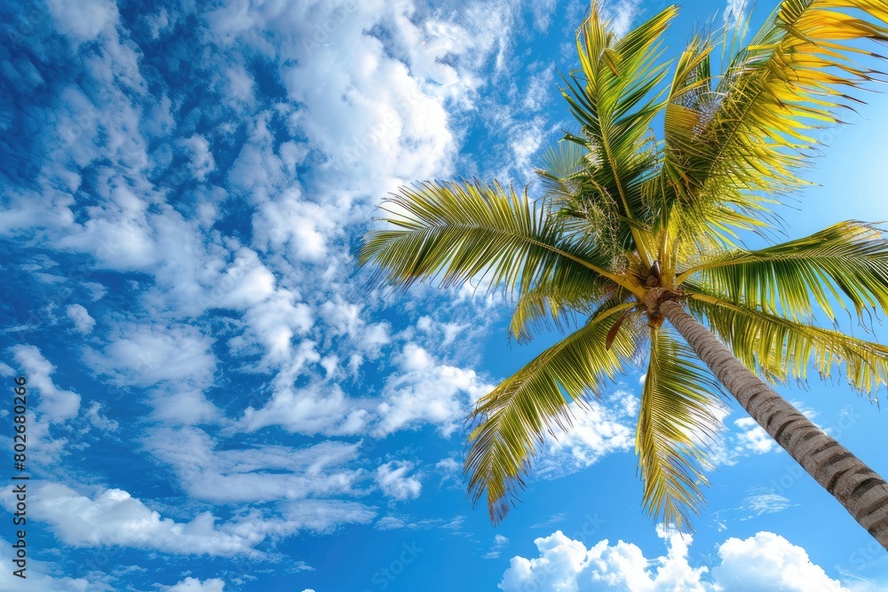 beautyful palmtress and Blue sky, summer day background