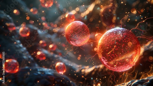 Wallpaper Mural 3D rendering image showcasing the process of erythropoiesis, where red blood cells are produced in the bone marrow from hematopoietic stem cells Torontodigital.ca