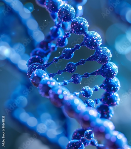 A glowing blue double helix representing DNA.