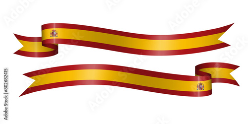 set of flag ribbon with colors of Spain for independence day celebration decoration